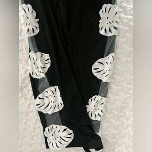 Black dress with White Leaf Appliqué